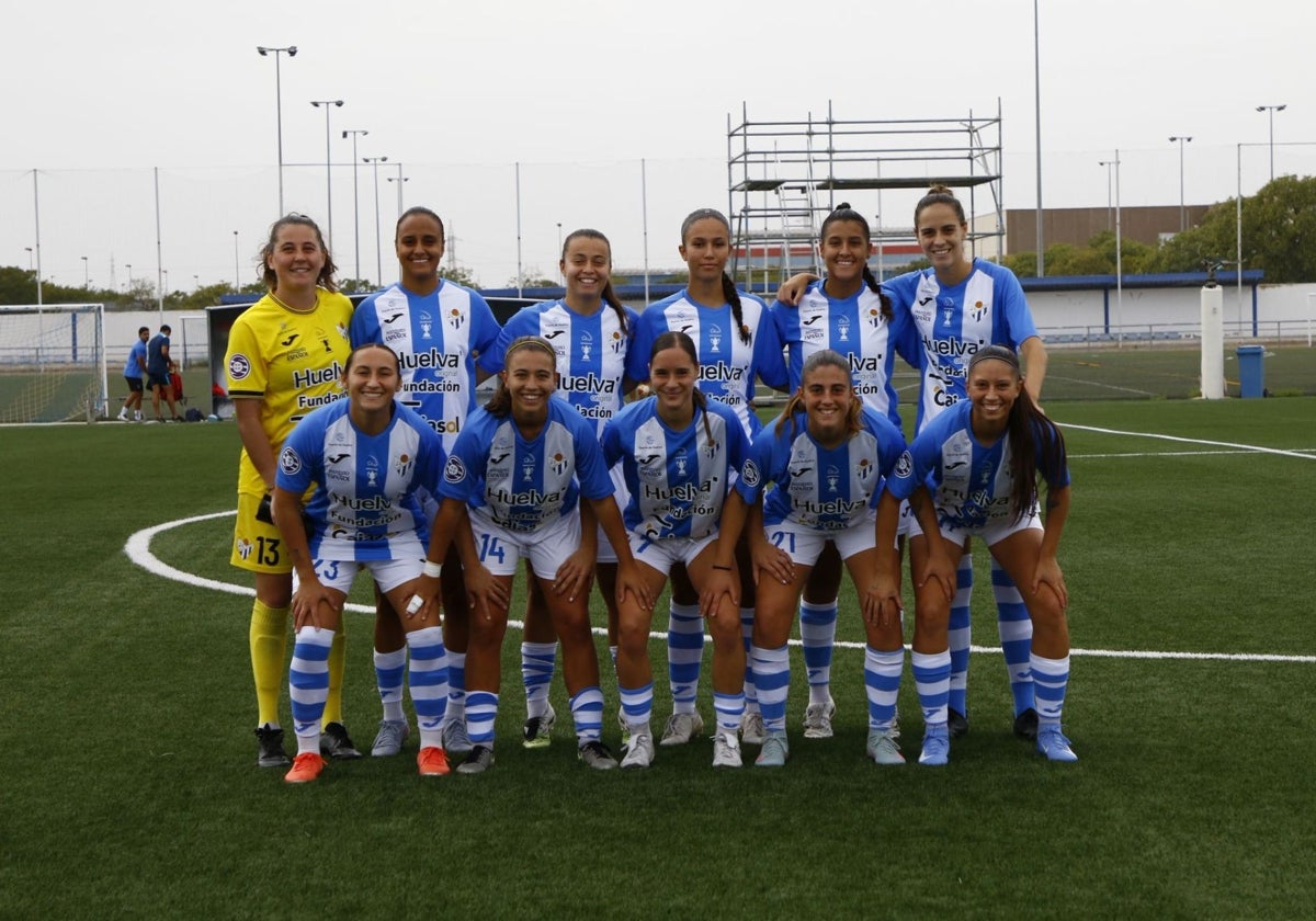 Alineación inicial del Sporting Huelva en el choque de este domingo en el que se impuso por 2-0 al Málaga