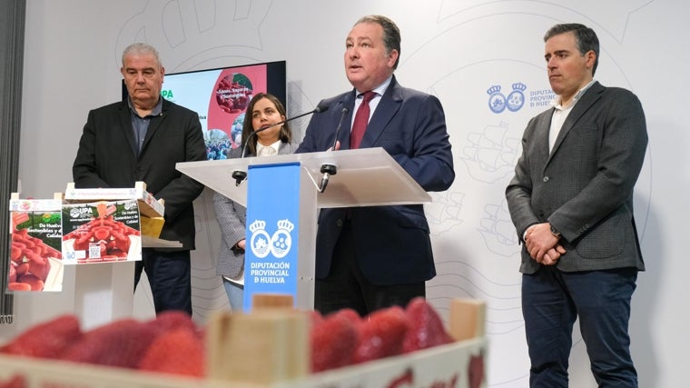 David Toscano, presidente de la Diputación de Huelva, en la rueda de prensa