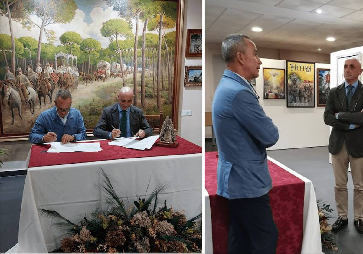 La firma del convenio entre Fundación Cepsa y la Hermandad del Rocío de Huelva
