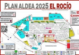 Plano del Rocío 2025: calles, paradas de autobuses y aparcamientos