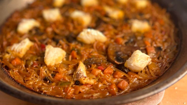 Arroz con bacalao servido en el restaurante Ultra Marino