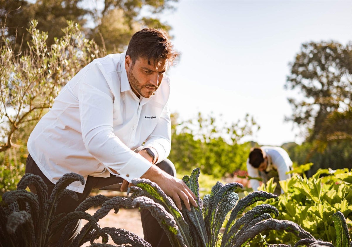 El chef Xanty Elías en el huerto de uno de sus restaurantes