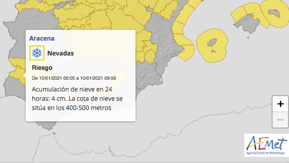 Aviso amarillo por riesgo de nevada en la Sierra