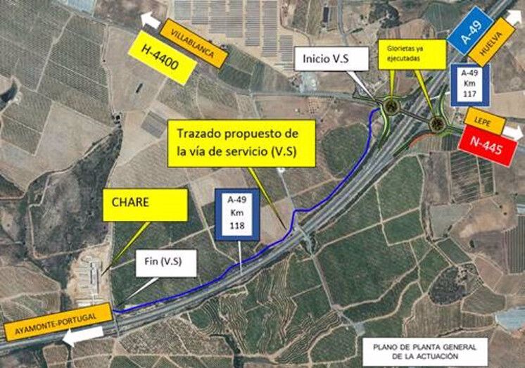Aprobado el proyecto de construcción del acceso al Chare de Lepe desde la A-49