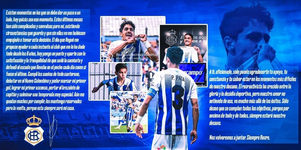 Pedro Pata se marcha a jugar a la Primera Federación y se despide del Recre lanzando un dardo en sus redes sociales