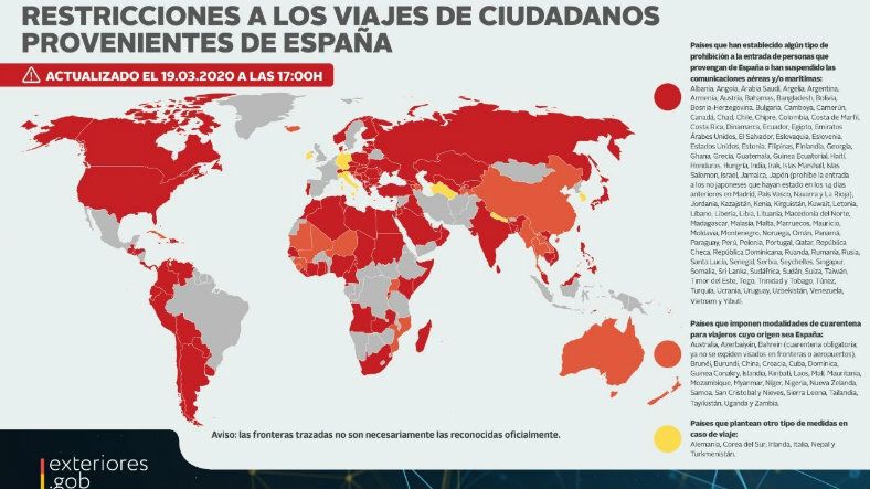 Ya son cien los países que han prohibido la entrada de españoles o han suspendido las conexiones con España