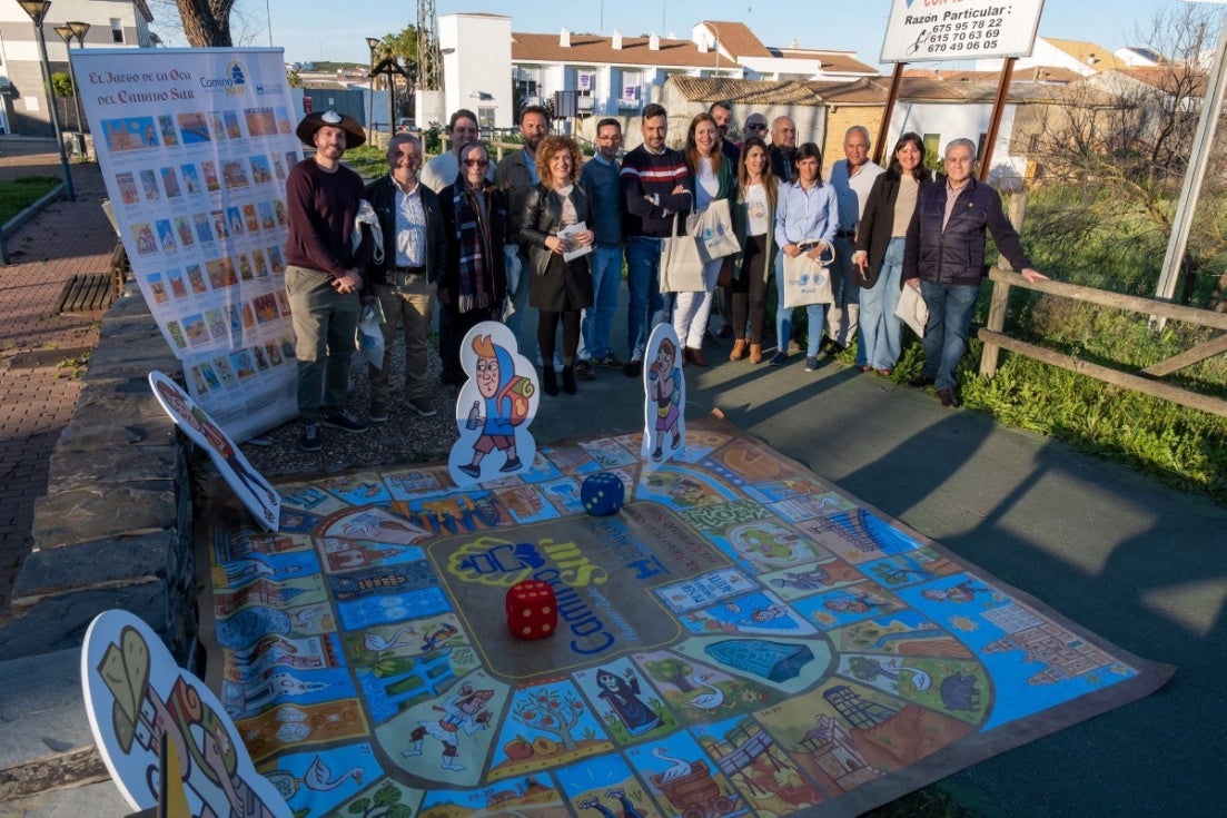 Los municipios del Camino Jacobeo Sur estrenan 'bancos peregrinos' y azulejos indicativos de las etapas