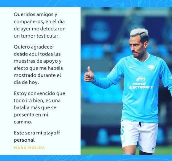 Diagnostican un tumor al onubense Manu Molina