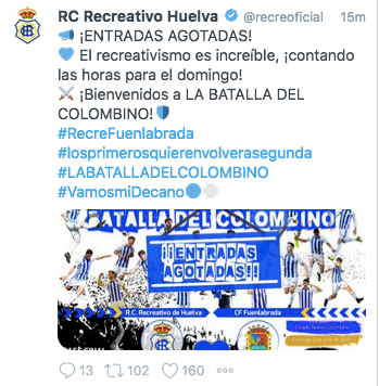 Ni 10 horas han durado las entradas para el Recre-Fuenlabrada