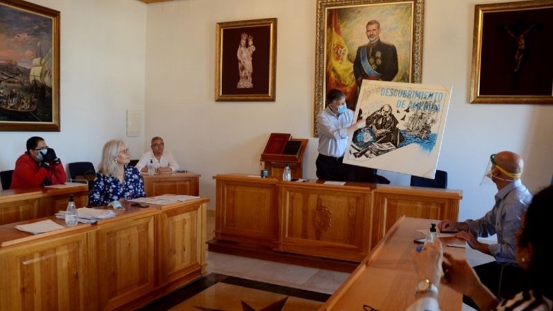 Un gran mural embellecerá el nuevo Ayuntamiento de Palos de la Frontera