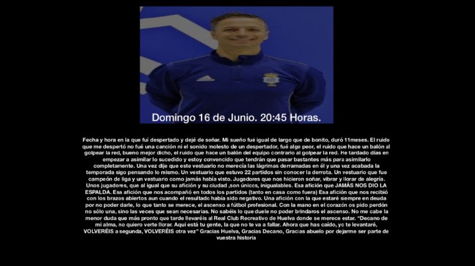El ayudante de Salmerón dice adiós: 'Siempre estaré en deuda con esta afición por no darle el ascenso'