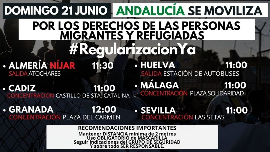 Manifestación en Huelva para pedir regularización de los migrantes y una solución a los asentamientos chabolistas