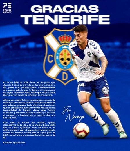 Naranjo se desvincula del Tenerife y Carlos Delgado ficha por el Atlético Baleares
