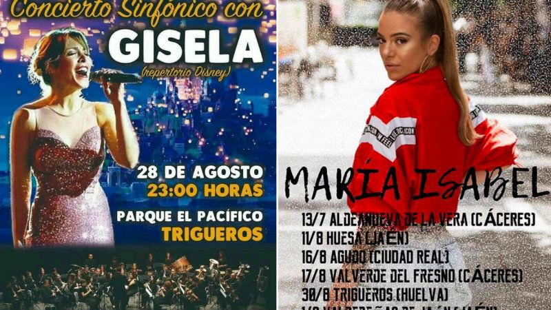 Trigueros acoge los conciertos de Gisela y Borja Rubio, con María Isabel como invitada