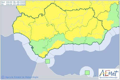 Aviso amarillo por lluvias y tormentas en toda Huelva en pleno mes de agosto