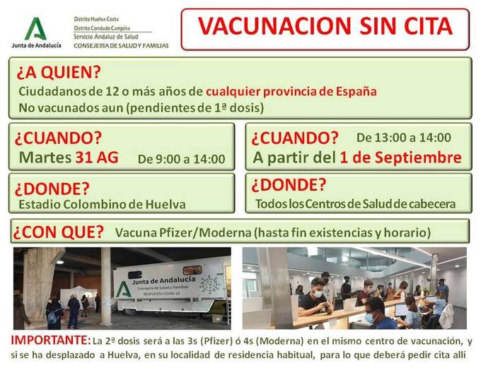 Salud programa vacunaciones diarias con y sin cita desde desde el 1 de septiembre