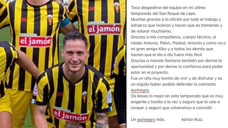 Adrián Ruiz se despide del San Roque: “Seguro que la vais a romper” 