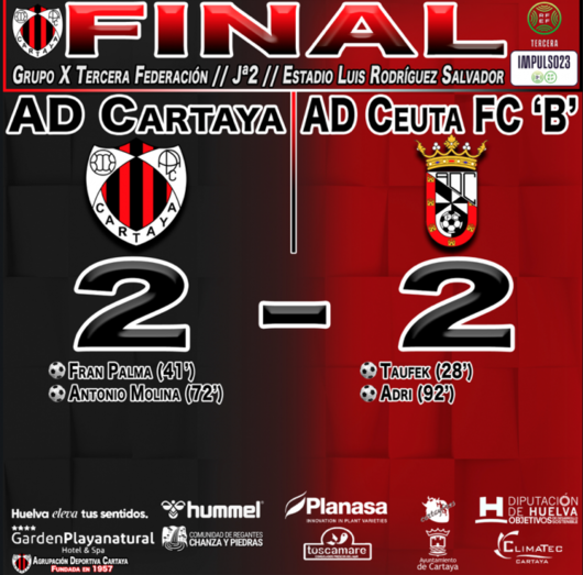 Al Cartaya se le escapa la victoria al final (2-2)