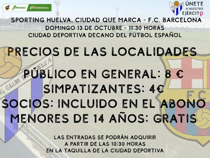 El Sporting Huelva mantiene ante el Barça sus precios habituales de toda la liga