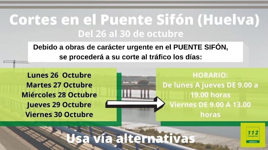 Establecen horarios restringidos para circular por el Puente Sifón ante los cortes por obras durante esta semana