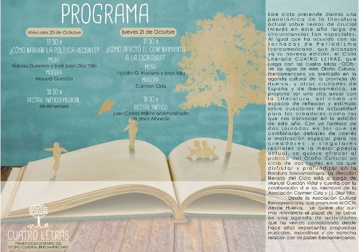 Arranca con mesas redondas y recitales el Ciclo Literario ‘Cuatro Letras’ del OCIb