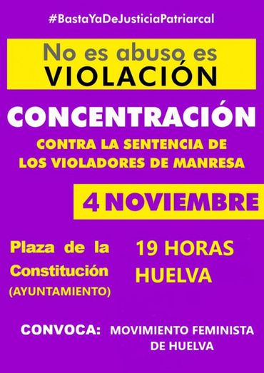 El Movimiento Feminista se concentrará en contra de la sentencia a los violadores de Manresa