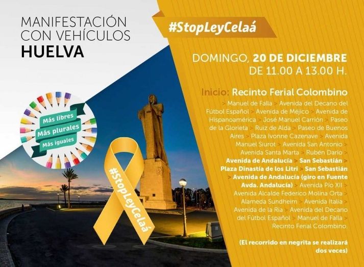 La plataforma 'Más plurales' convoca una nueva protesta sobre ruedas contra la Ley Celaá