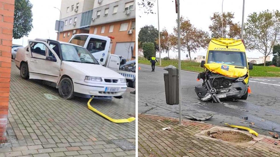 Un aparatoso accidente entre un turismo y una ambulancia deja tres heridos en la capital