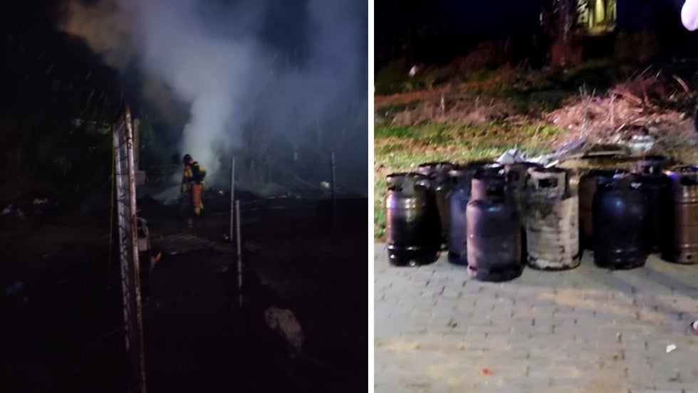 Varias chabolas con bombonas de butano afectadas en un incendio en un asentamiento de Lepe