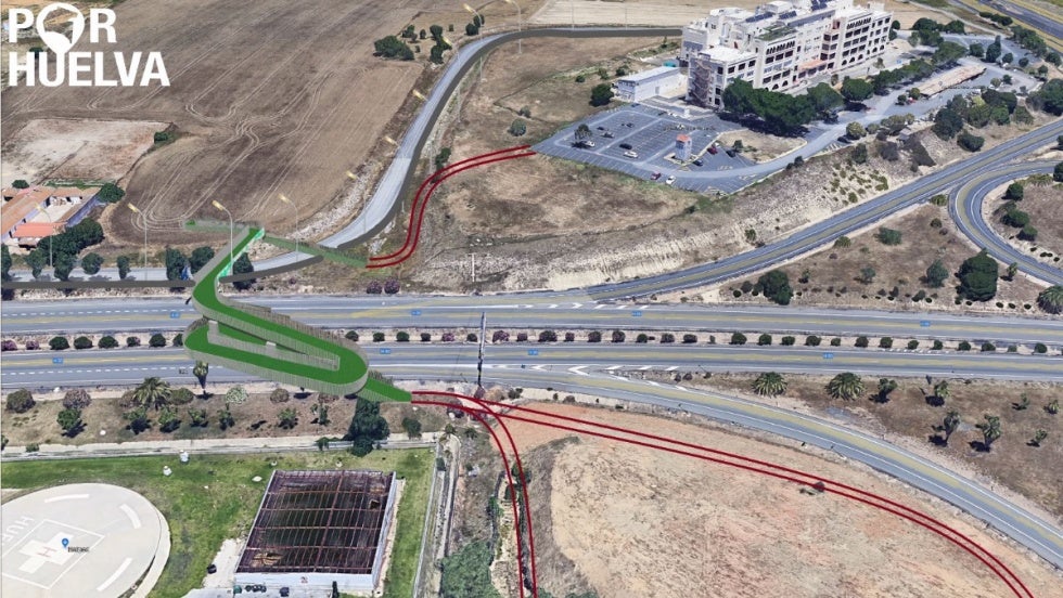 PorHuelva reclama la construcción de un puente ciclo peatonal sobre la H-30 para llegar al Vázquez Díaz