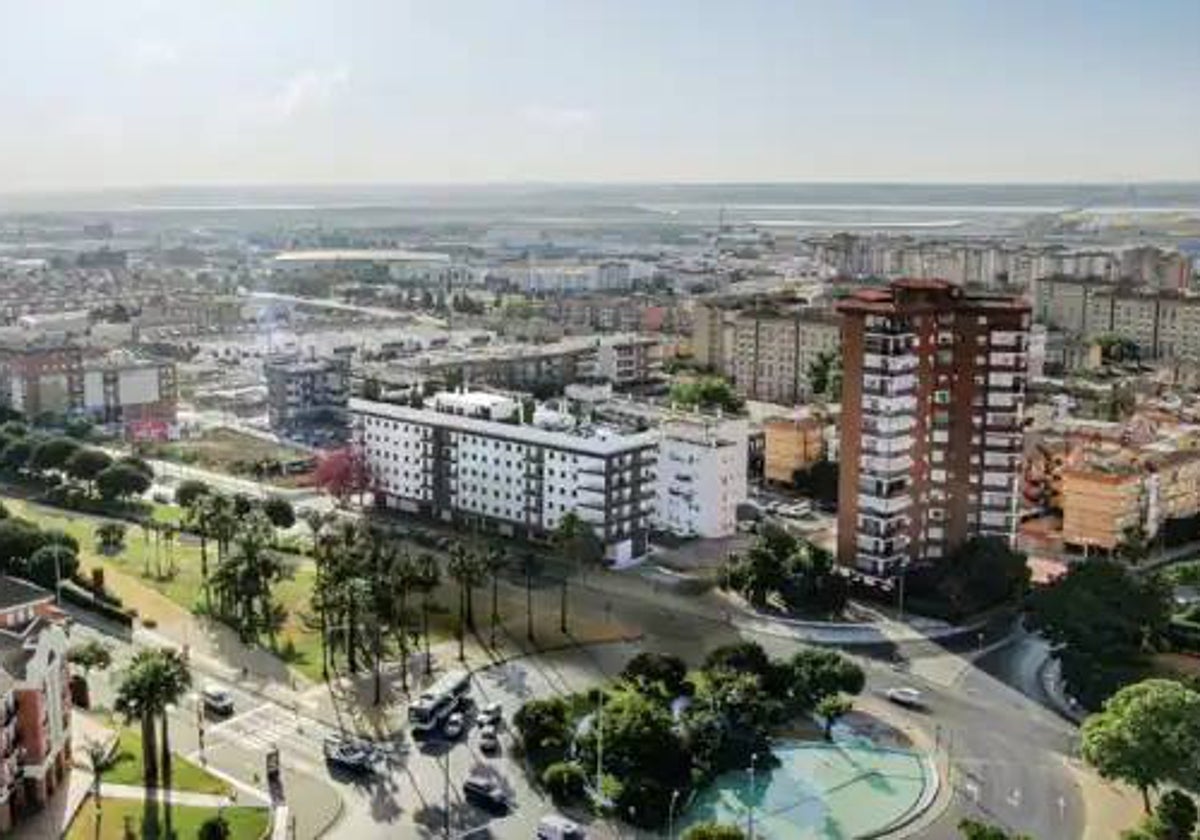 Vista de varios edificios en Huelva capital