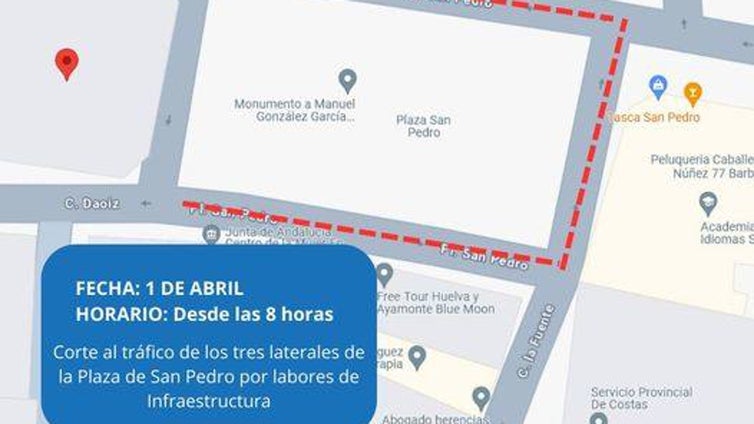 Se reanudan las obras de la plaza de San Pedro: cortes de tráfico en las calles del entorno desde este lunes
