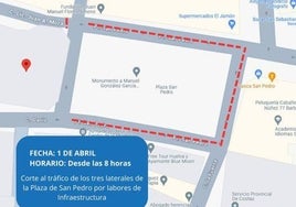 Se reanudan las obras de la plaza de San Pedro: cortes de tráfico en las calles del entorno desde este lunes