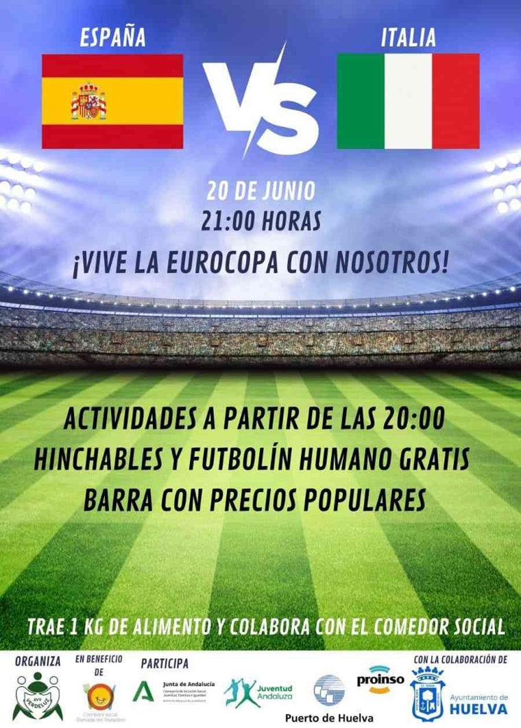 Los vecinos de Verdeluz podrán seguir el España-Italia en una pantalla gigante con fines benéficos