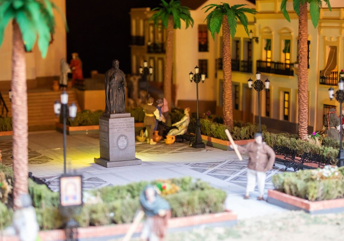 La plaza de San Pedro es una de las protagonistas del Belén del Ayuntamiento de Huelva