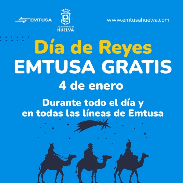 Regalo de Reyes de Emtusa: el sábado de cabalgata los autobuses de Huelva serán gratuitos