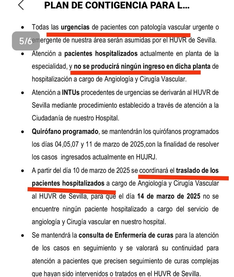 Salud busca contratar hasta tres médicos para mantener el servicio de Cirugía Vascular en el Juan Ramón Jiménez