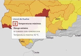 El calor llega a su pico extremo hoy en Huelva con aviso rojo a partir de la una