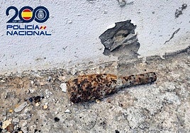 Granada de mortero hallada en unas obras en el campus de la Universidad de Huelva
