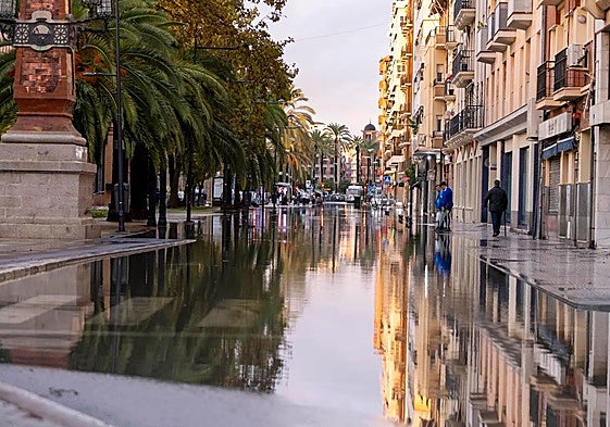 La avenida Alemania, inundada tras la borrasca Claudia