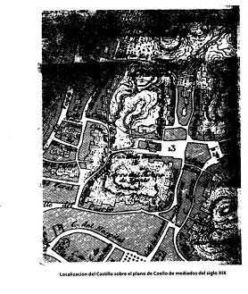 Imagen secundaria 2 - Mirador del Cabezo del San Pedro, restos superficiales del castillo y un dibujo del mismo del siglo XIX