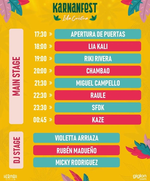 Cartel y horarios del Karnanfest Isla Cristina 2023