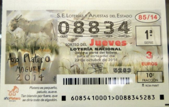 A la venta los décimos de lotería en homenaje a Platero