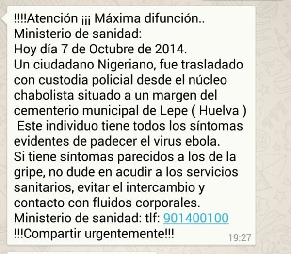 El runrún: El ébola llega al whatsapp