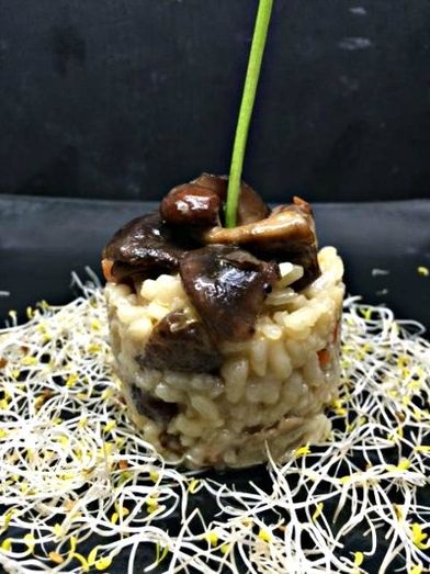 Arroz meloso con setas al oloroso