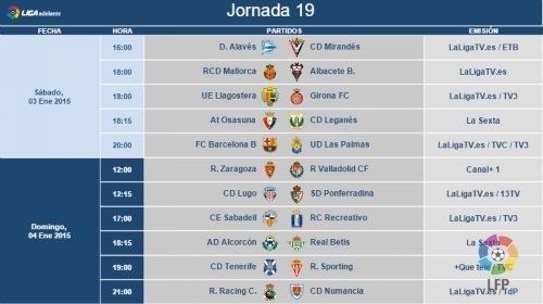Ya hay horarios para los dos primeros partidos de 2015, ante Sabadell y Osasuna