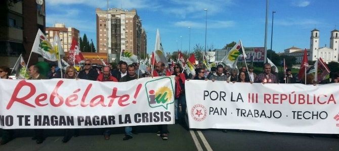 IU y el PCA  participan en la manifestación de las Marchas por la Dignidad en Huelva