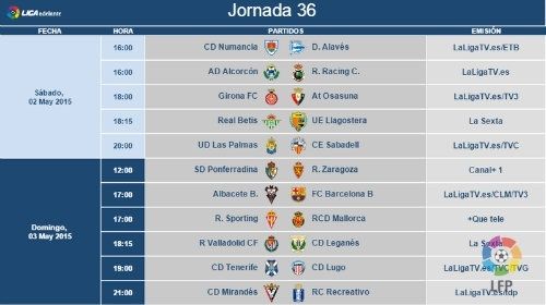 Horarios dominicales ante el Girona y el Mirandés