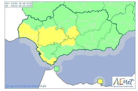 Activado el nivel de aviso amarillo por lluvias en Huelva