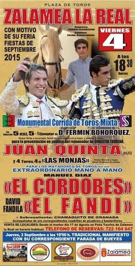 El Cordobés y El Fandi protagonizarán un mano a mano el 4 de septiembre en Zalamea